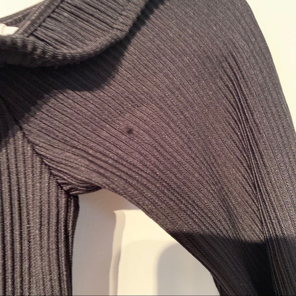 Black off the shoulder top with ruffled neckline. - Picture 3 of 4